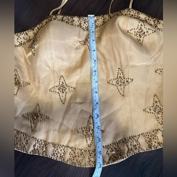 Chiffon, sz L gold sparkly beaded tank with, built in eccentuated built in bra. - Picture 12 of 14